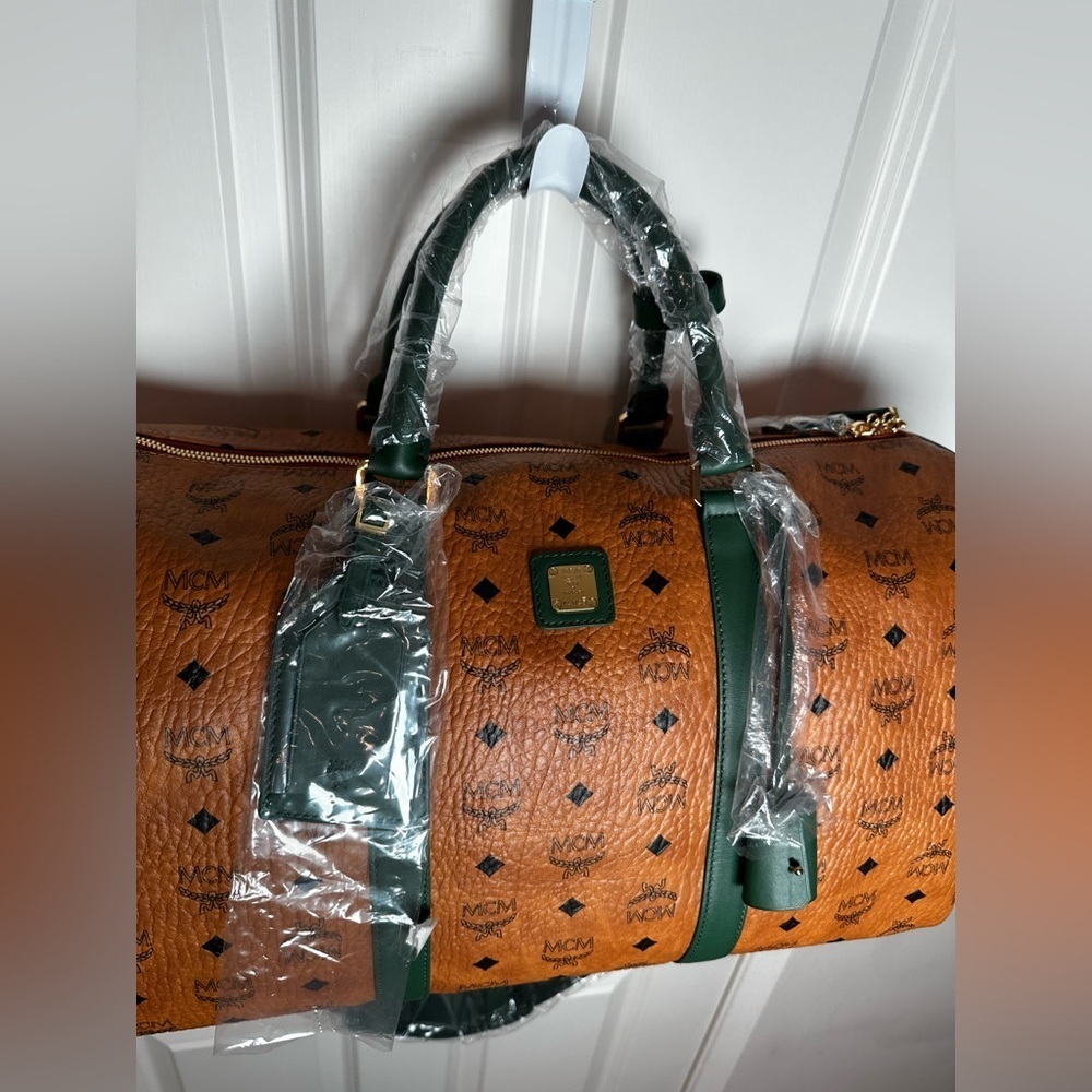 MCM Cognac and Forest Green Duffel Bag - Picture 4 of 17